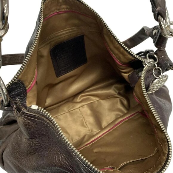 COACH Ali Leather Convertible Hobo Dark Brown Leather - Shoulder Bag - Picture 8 of 10